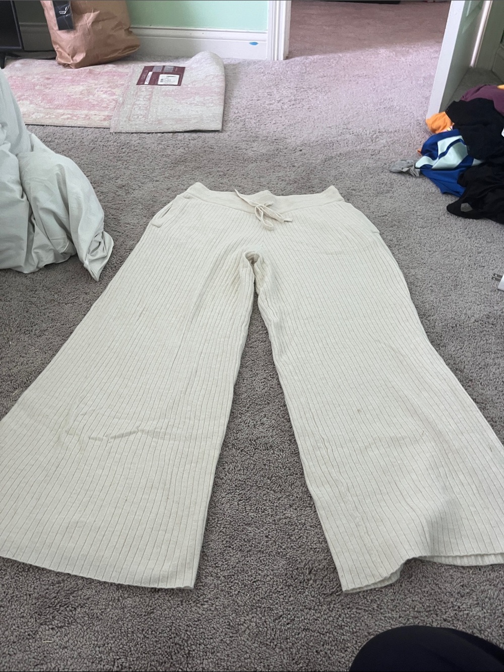 stars above Cream Ribbed Wide-Leg Joggers women size medium
